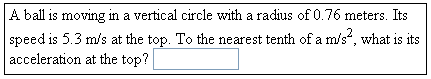 A physics question of about 35 words serves as the label for a text field.